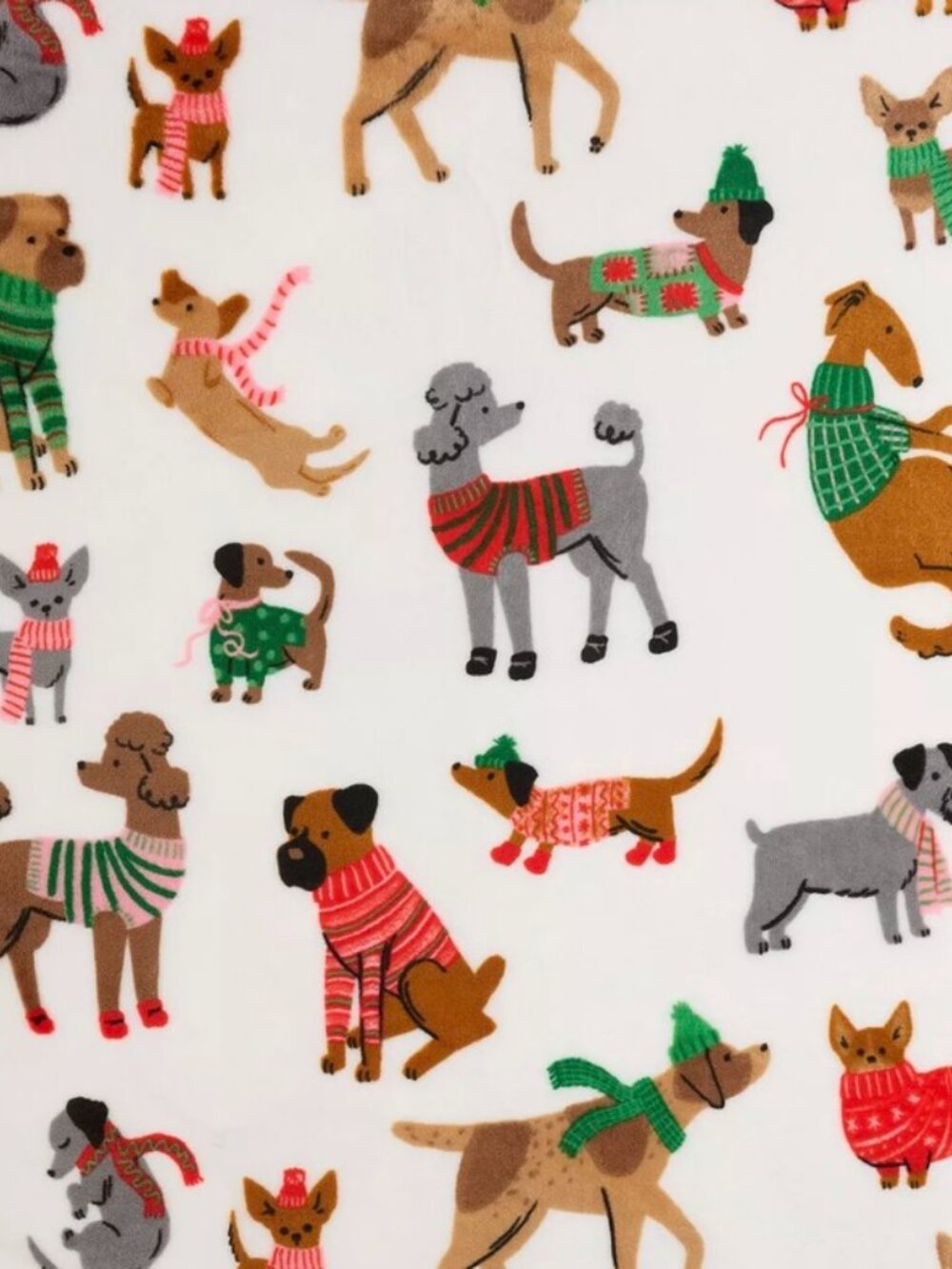 Winter Holiday Dogs Soft Plush Throw Blanket 5' x 6 ft - The Big One -New